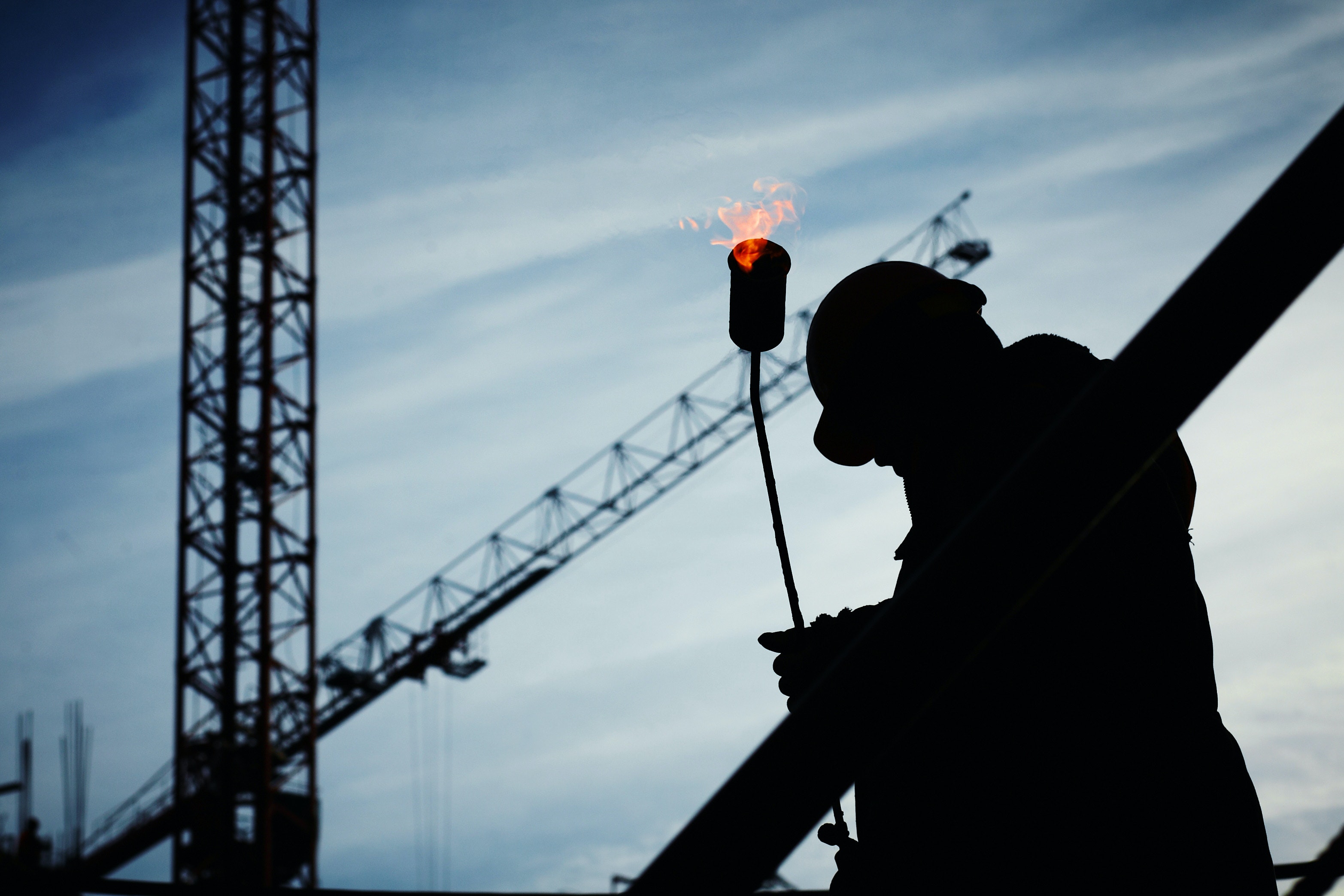 Silhouette of construction worker