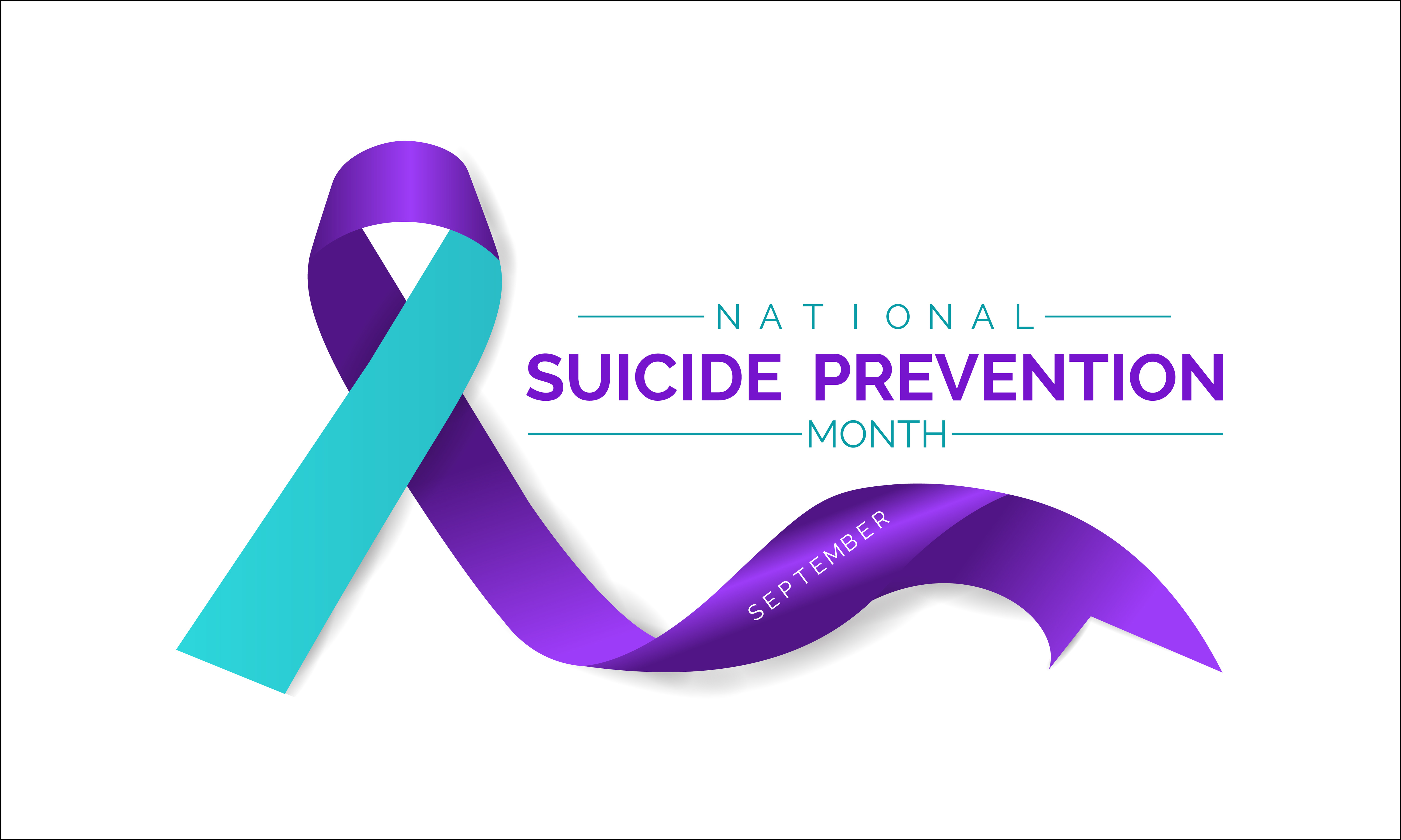 Teal and Purple ribbon for suicide awareness month