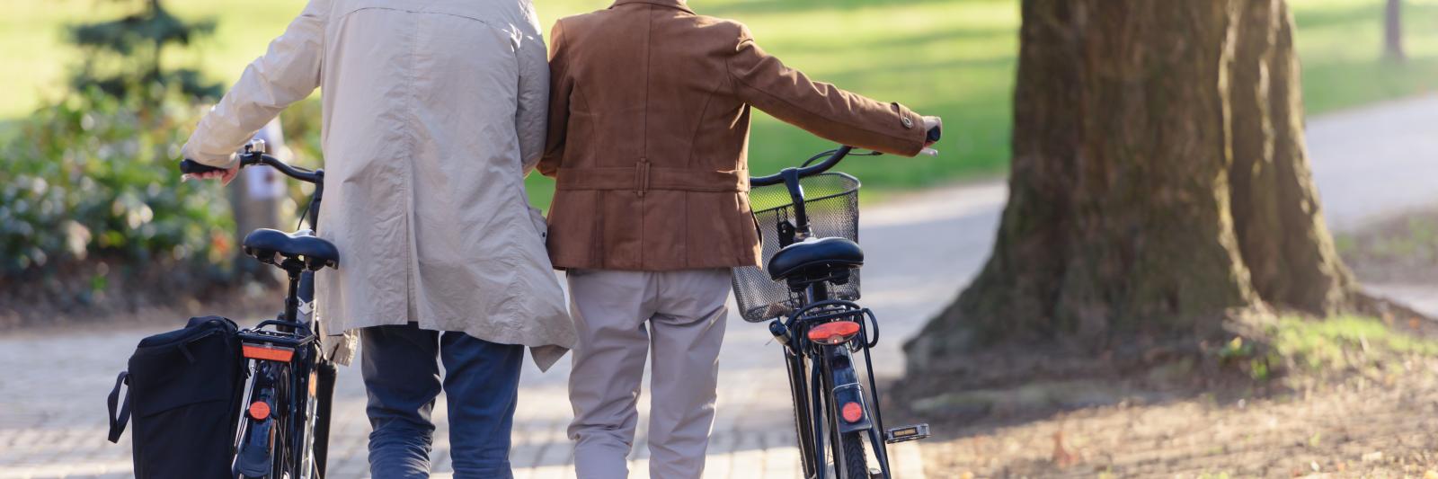 older people with their bikes
