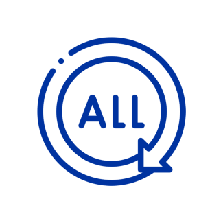 a digital illustration of an arrow making a circle with the word "All" in its center