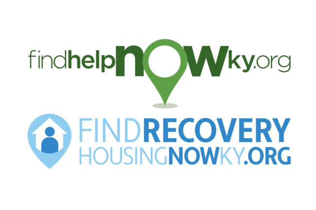 the logos of FindHelpNowKY.org and FindRecoveryHousingNowKY.org