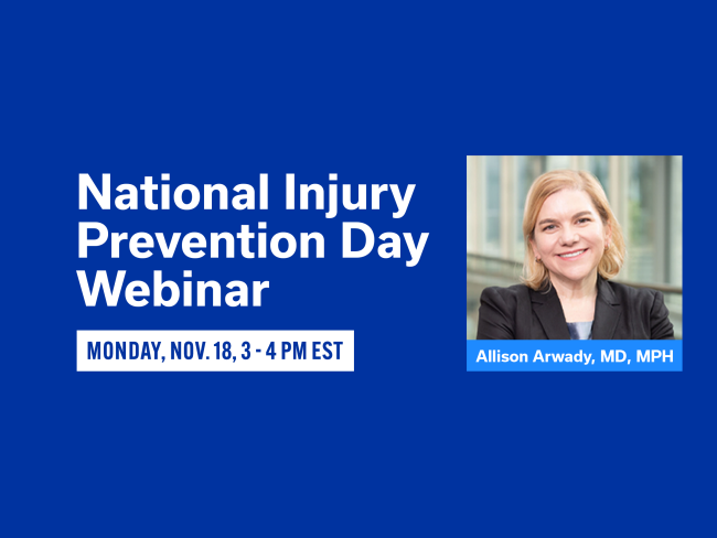 a flyer for National Injury Prevention Day Webinar