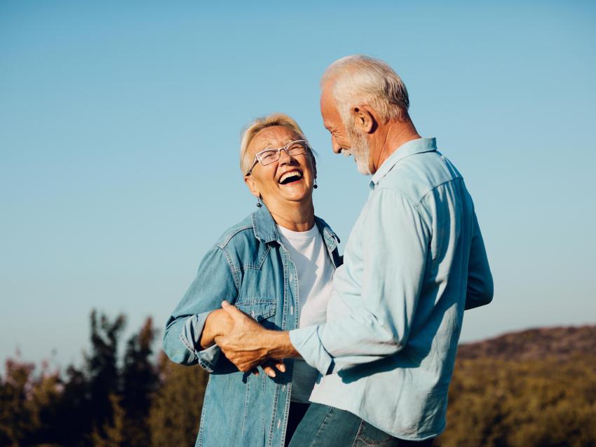 woman man outdoor senior couple happy lifestyle retirement together smiling love old nature mature