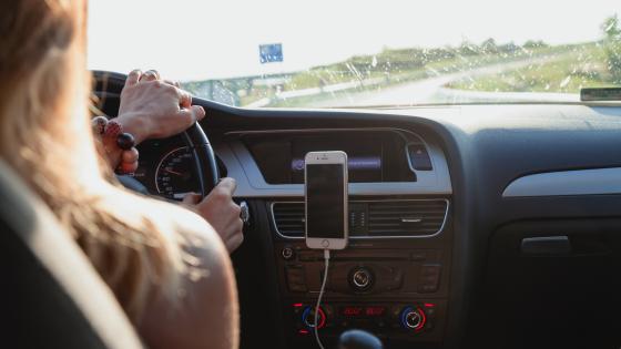 Person driving car