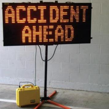 Image of sign reading accident ahead